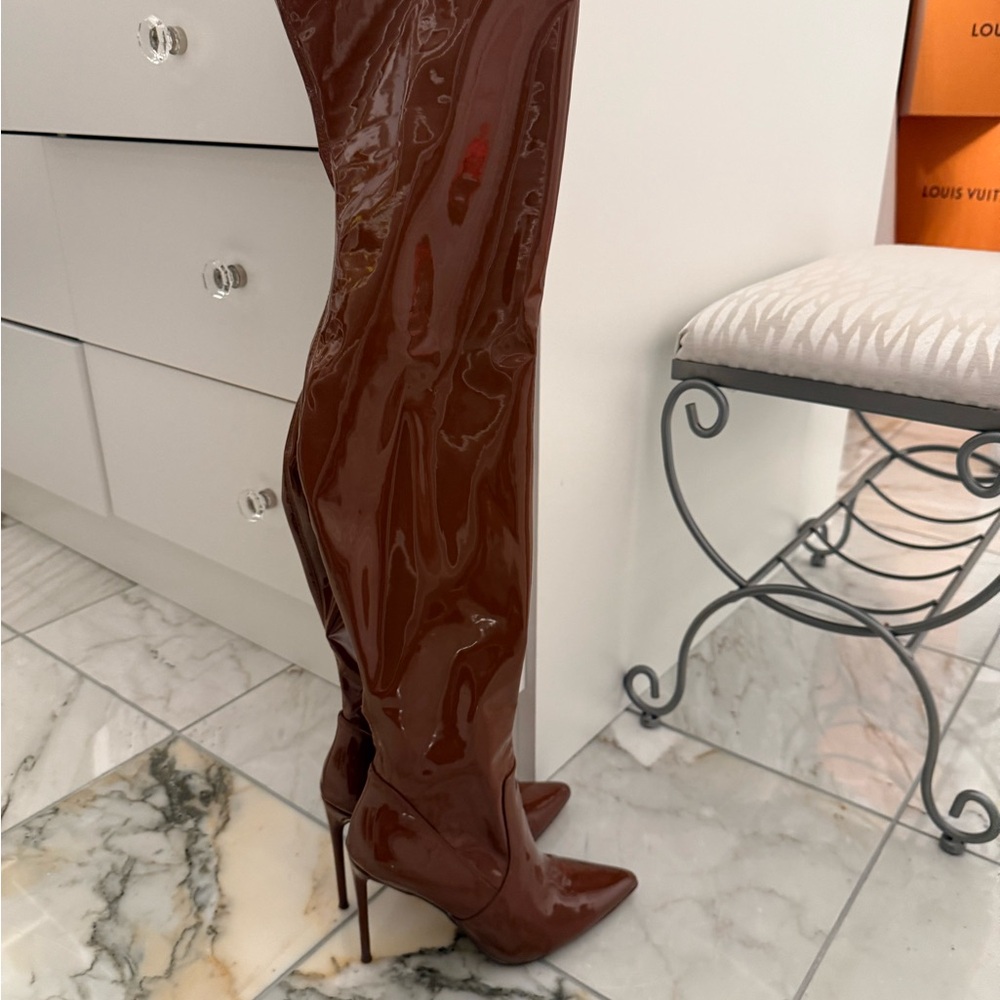 Steve Madden Glossy Brown Over the Knee Boots